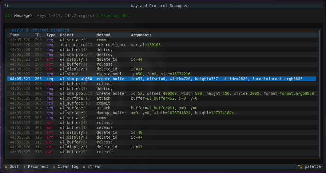 Wayland debugger interface